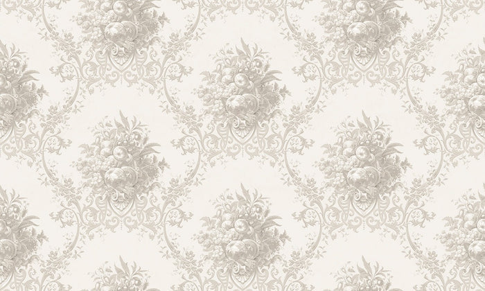 Paradise Medallion - Custom Sized Wallpaper Mural (per m2) - White Beige