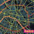 Paris City Art Map - Candy - Custom Sized Wallpaper Mural (per m2)