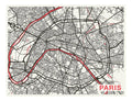 Paris City Art Map - Tomato - Custom Sized Wallpaper Mural (per m2)