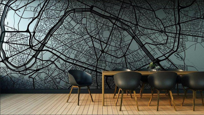 Paris City Art Map Mural - 11 Colours NZ-Mural