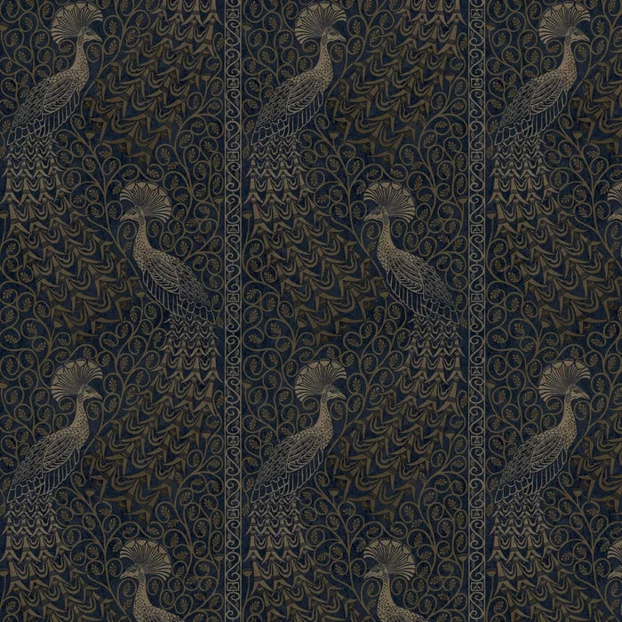 Pavo Parade Peacock Wallpaper - Metallic Bronze/Midnight