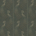 Pavo Parade Peacock Wallpaper - Metallic Gilver/Green