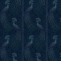 Pavo Parade Peacock Wallpaper - Metallic Petrol/Ink