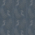 Pavo Parade Peacock Wallpaper - Metallic Silver/Denim