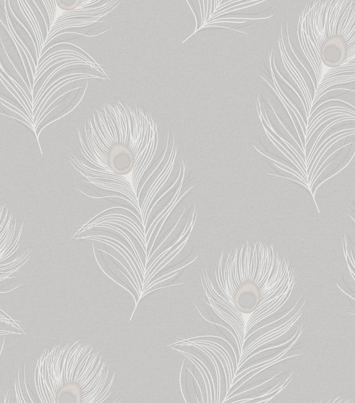 Pavona - Peacock Wallpaper - Grey