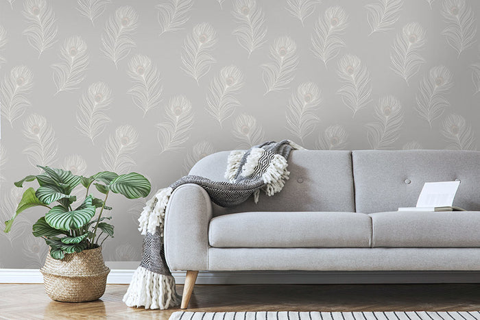 Pavona - Peacock Wallpaper - Grey