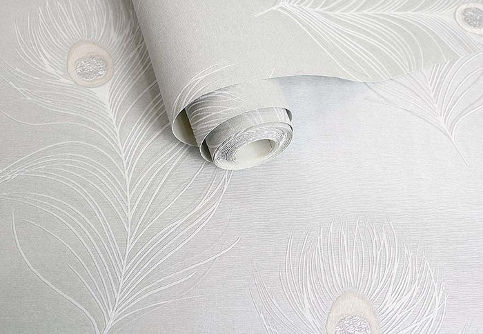 Pavona - Peacock Wallpaper - Grey