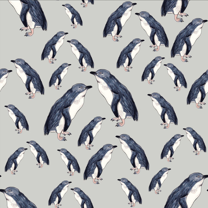 Penguin NZ wallpaper - Custom Print Wallpaper - Grey