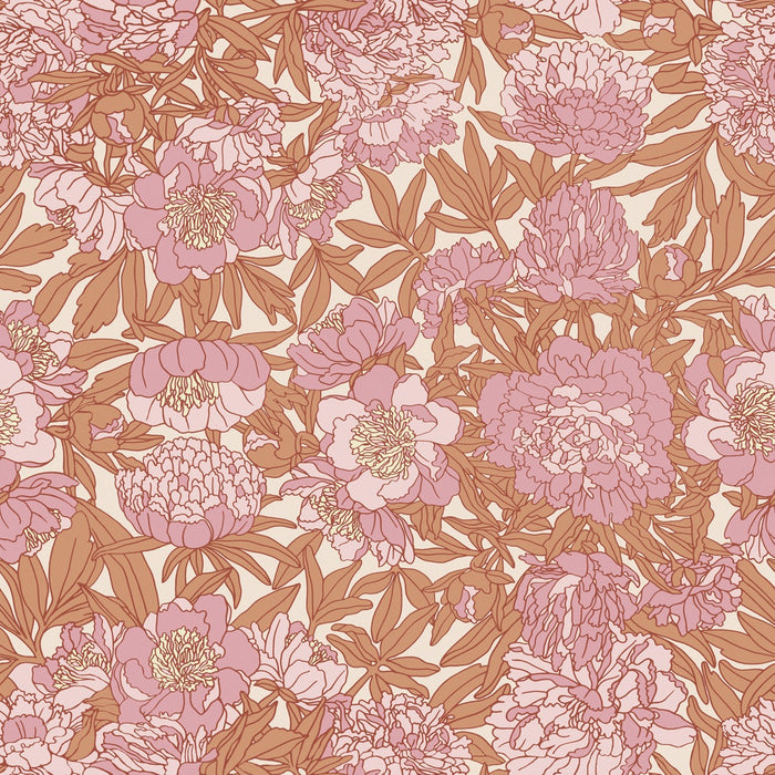 Peony Fever - Custom Sized Wallpaper Mural (per m2) - Pink