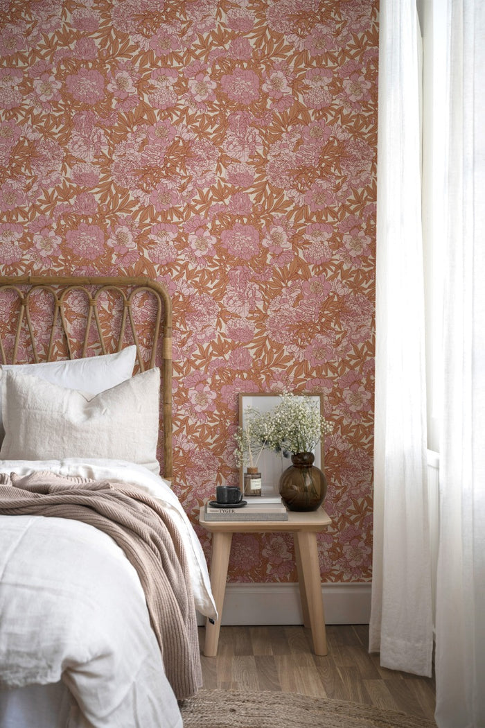 Peony Fever - Custom Sized Wallpaper Mural (per m2) - Pink