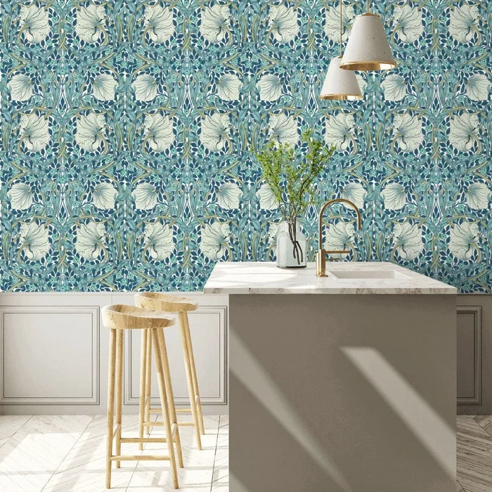 Pimpernel Wallpaper - Cobalt/Mineral