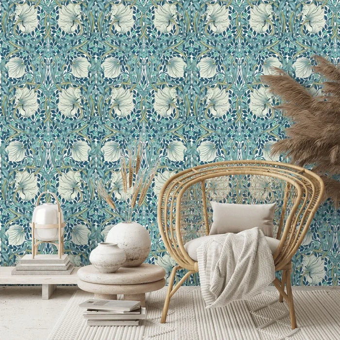 Pimpernel Wallpaper - Cobalt/Mineral