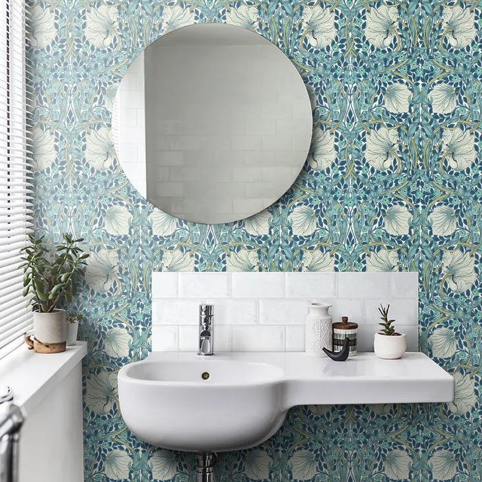 Pimpernel Wallpaper - Cobalt/Mineral