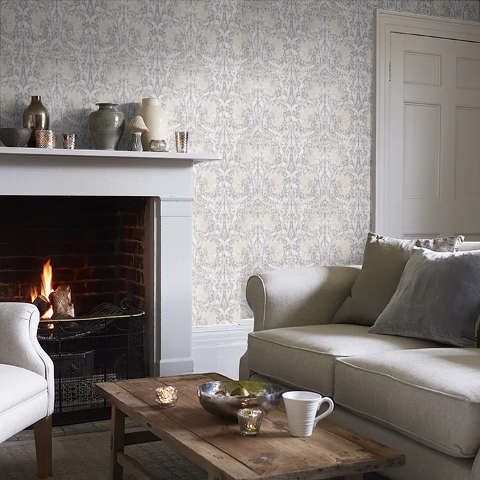 Pimpernel Wallpaper - Linen/Cloud/Grey