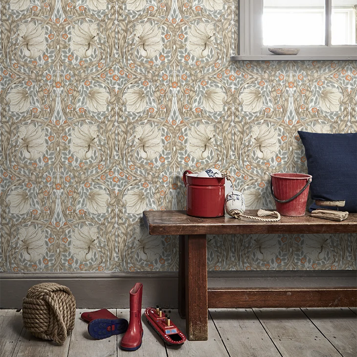 Pimpernel Wallpaper - Linen/Coral