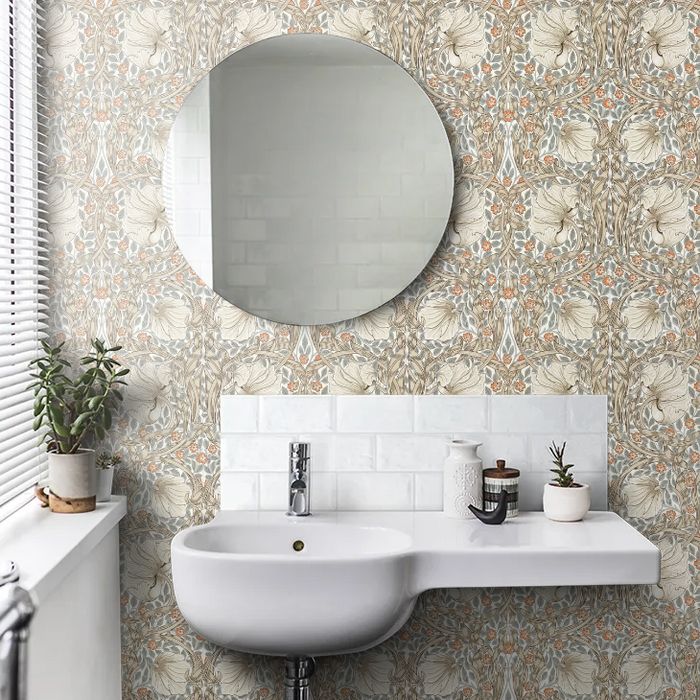Pimpernel Wallpaper - Linen/Coral