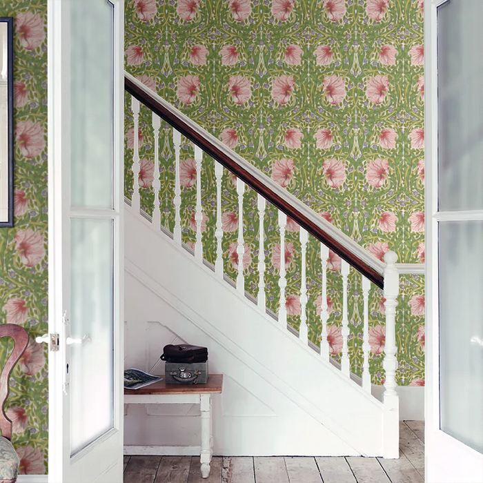 Pimpernel Wallpaper - Sap Green/Strawberry