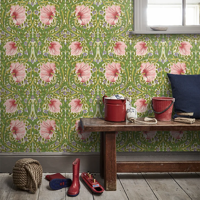 Pimpernel Wallpaper - Sap Green/Strawberry