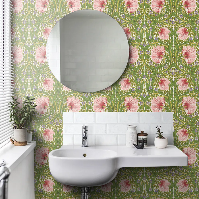 Pimpernel Wallpaper - Sap Green/Strawberry