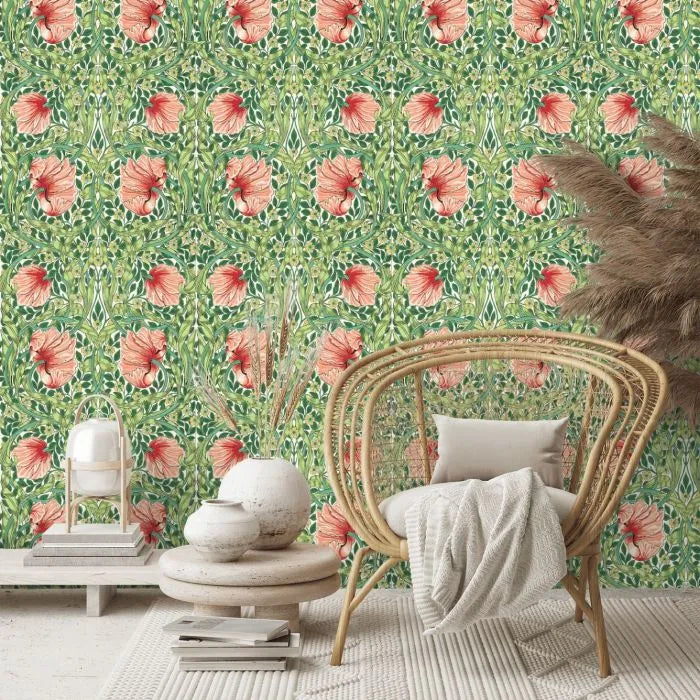 Pimpernel Wallpaper - Shamrock/Watermelon