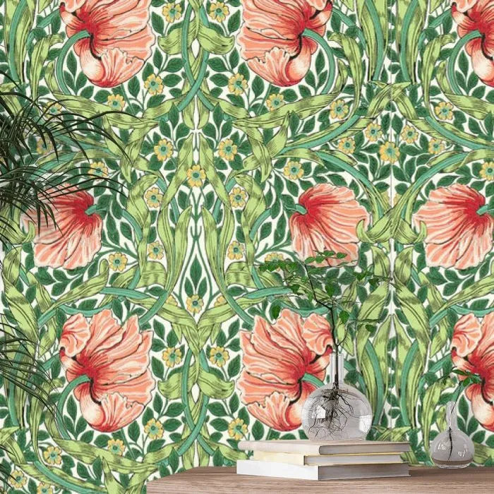Pimpernel Wallpaper - Shamrock/Watermelon