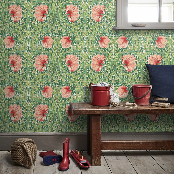 Pimpernel Wallpaper - Shamrock/Watermelon