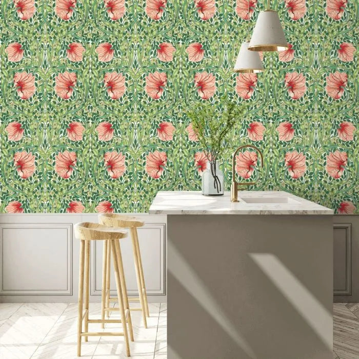 Pimpernel Wallpaper - Shamrock/Watermelon