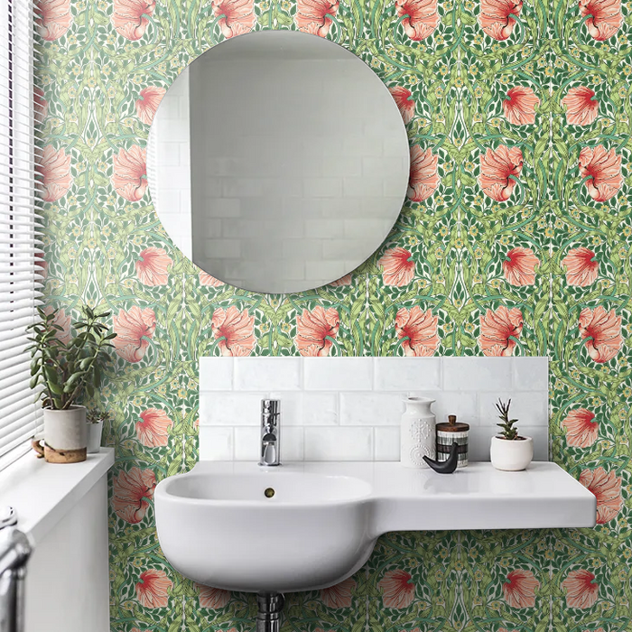 Pimpernel Wallpaper - Shamrock/Watermelon