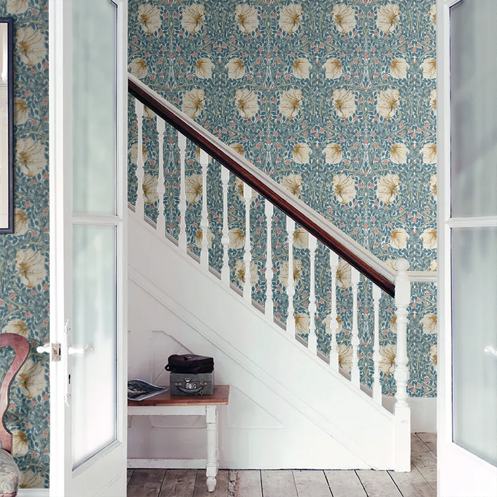 Pimpernel Wallpaper - Woad/Coral