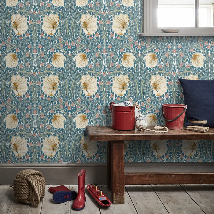 Pimpernel Wallpaper - Woad/Coral