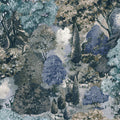 Pinecrest teal and green wallpaper showing a painted parkland with deer, a lake and cypress trees