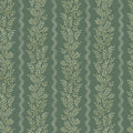Pipkin green wallpaper with vertical fern leaf stripes and a scalloped wave