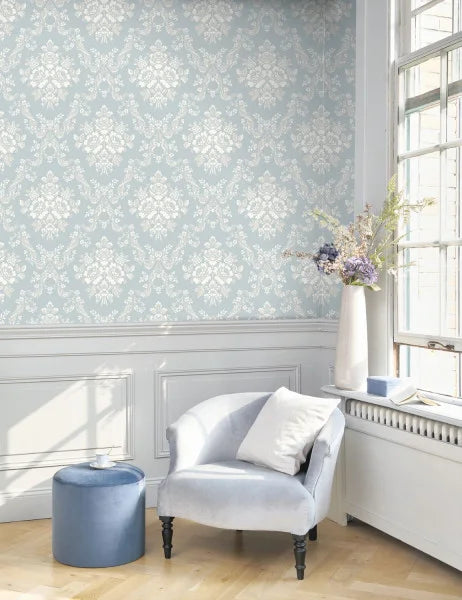 Pompadour Wallpaper - Bleu Doux
