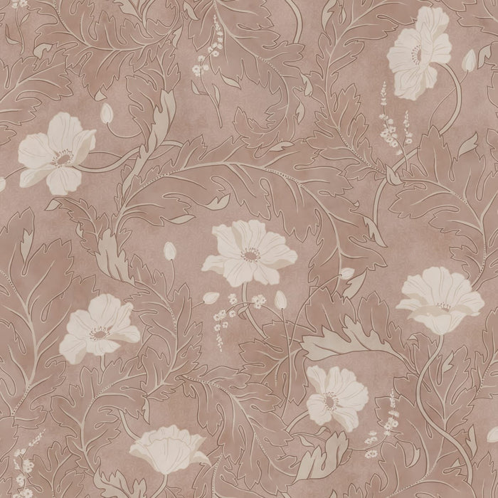 Poppy Garden Wallpaper Mural - Blush