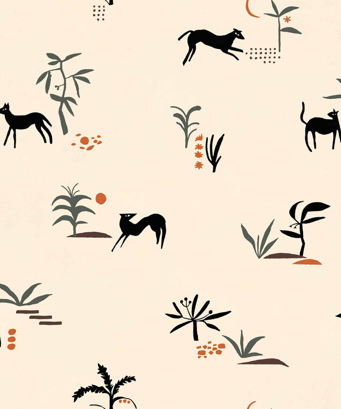 Prehistoric Animal Wallpaper - Beige