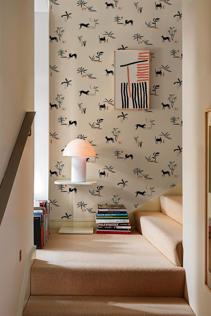Prehistoric Animal Wallpaper - Beige