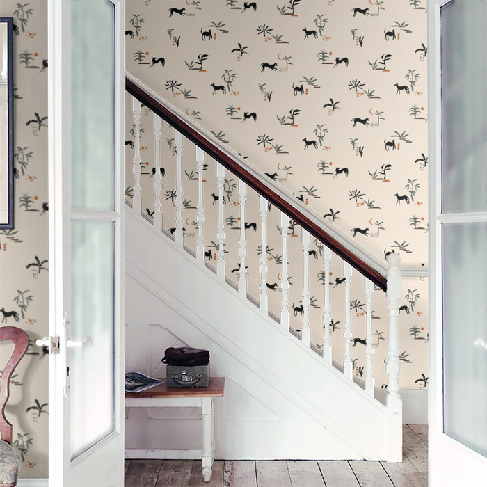 Prehistoric Animal Wallpaper - Beige