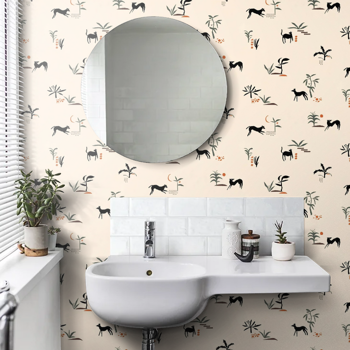 Prehistoric Animal Wallpaper - Beige