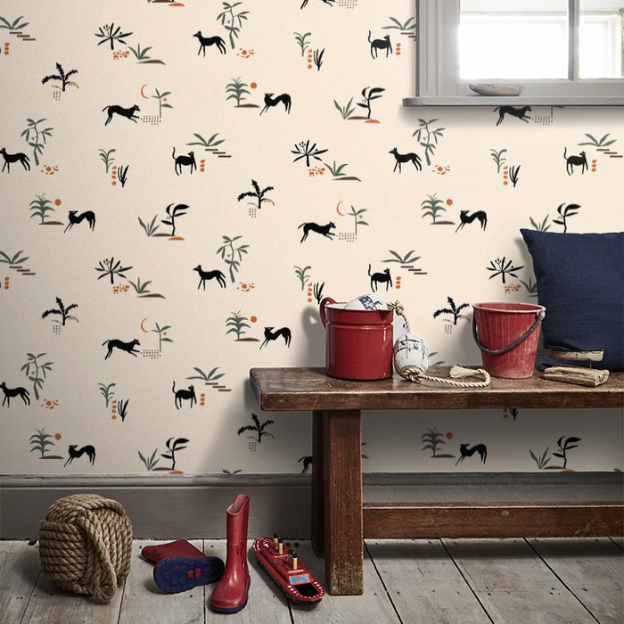Prehistoric Animal Wallpaper - Beige