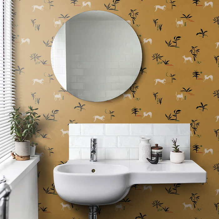 Prehistoric Animal Wallpaper - Ocher