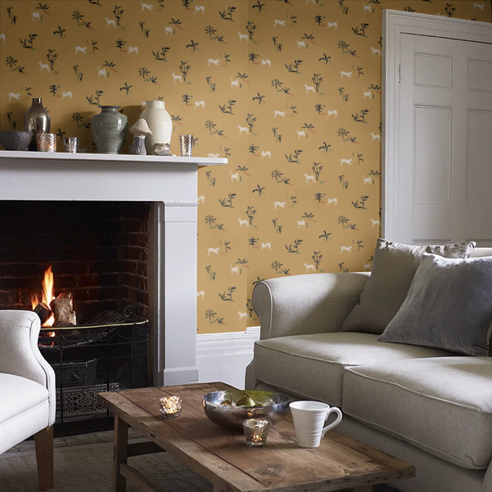 Prehistoric Animal Wallpaper - Ocher
