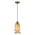 Quoizel CASL1507ML Casanova W, Slender Leaf Glass, 12-Inch Cord, Hung Piccolo Pendant with Slender Leaf Art Glass, Malaga Finish