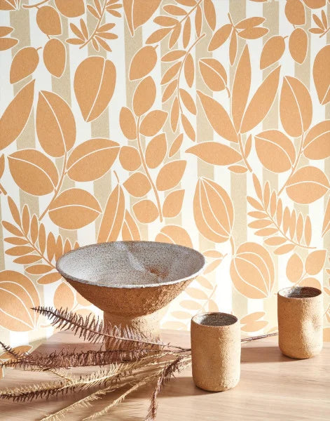 Ramatuelle Wallpaper - Apricot + Sable