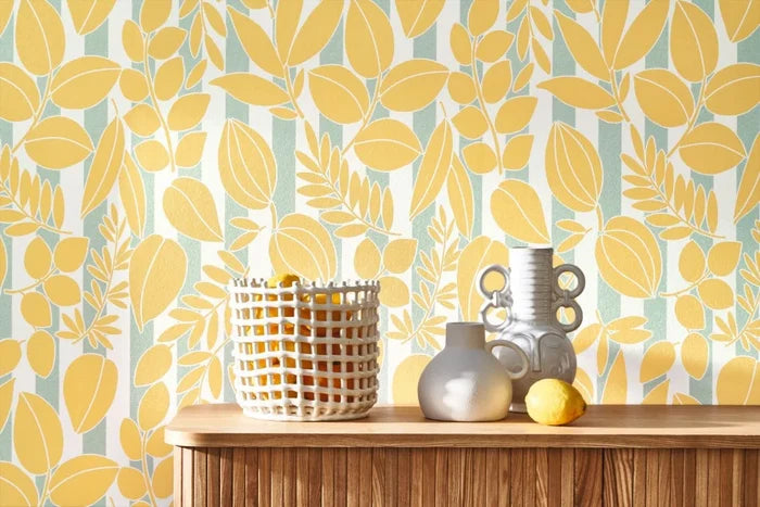 Ramatuelle Wallpaper - Citron + Blue