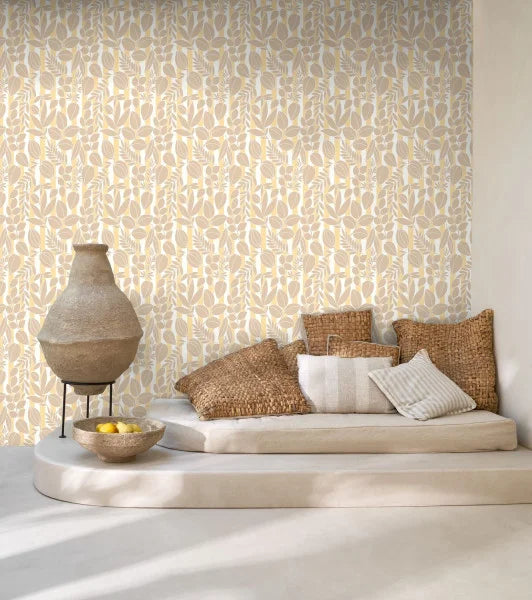 Ramatuelle Wallpaper - Sable + Jaune Citronnade