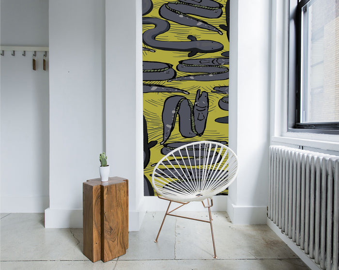 Really Eely - Ochre - Custom Sized Wallpaper Mural (per m2)