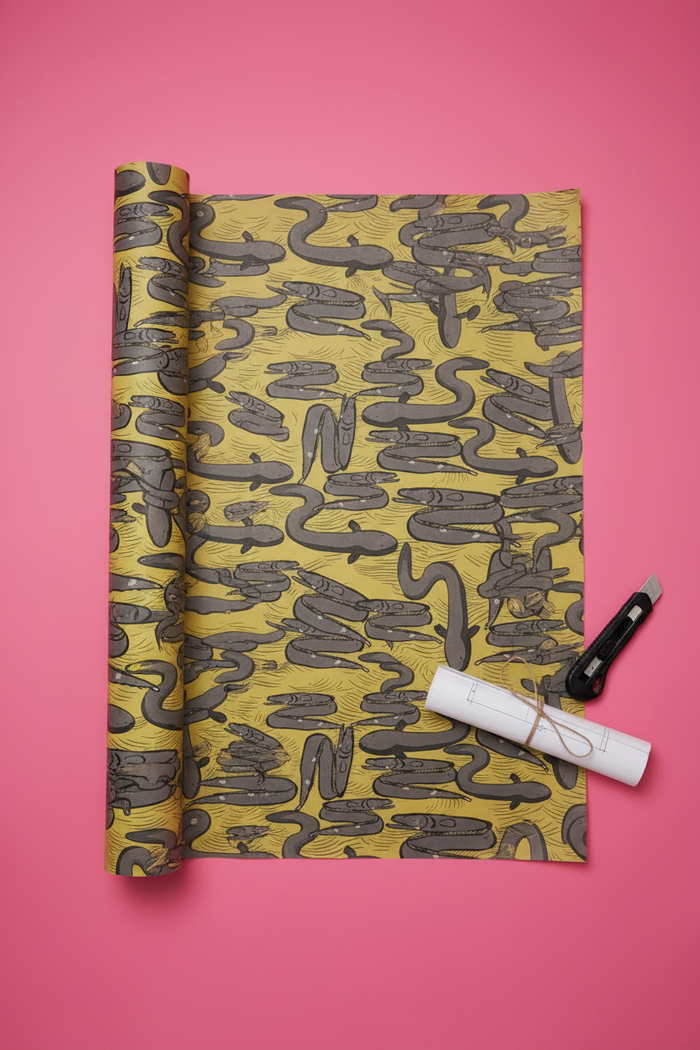 Really Eely - Ochre - Pink Background
