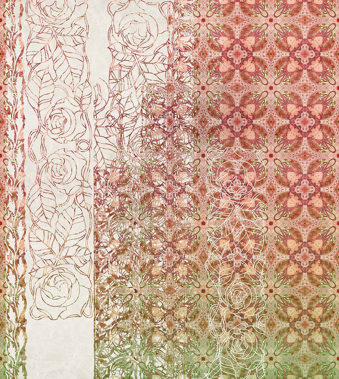 Renaissance Bloom - Orange Yellow - Custom Sized Wallpaper Mural (per m2)