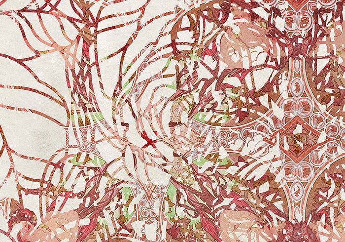 Renaissance Bloom - Orange Yellow - Custom Sized Wallpaper Mural (per m2)