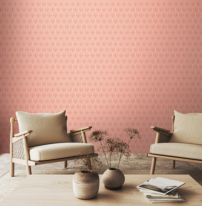 Retro Arch Wallpaper - Blush Pink